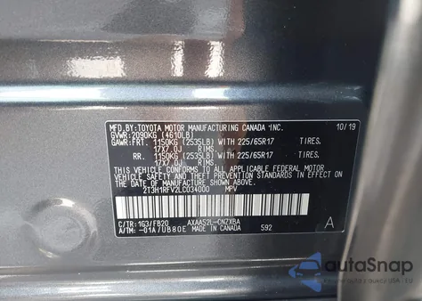 2020 Toyota Rav4 Le from USA, damaged, VIN 2T3H1RFV2LC034000